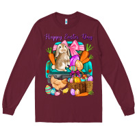 Burgundy Happy Easter Day truck Long Sleeve Tee - HowdyJamesFarm