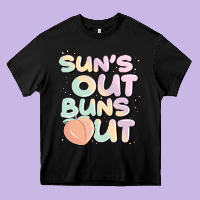 Sun's Out Buns Out Heavy Core Tee Designed By Jahusdesignshop