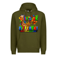Army Green it's ok to be different autism awareness Premium Hoodie - FaDigitalArtStudio