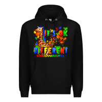 Black it's ok to be different autism awareness Premium Hoodie - FaDigitalArtStudio