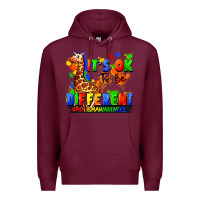 Burgundy it's ok to be different autism awareness Premium Hoodie - FaDigitalArtStudio