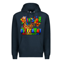 Navy it's ok to be different autism awareness Premium Hoodie - FaDigitalArtStudio