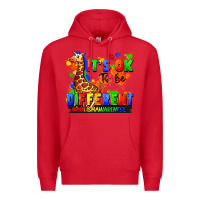 Red it's ok to be different autism awareness Premium Hoodie - FaDigitalArtStudio
