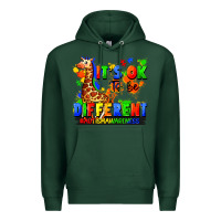 Sports Green it's ok to be different autism awareness Premium Hoodie - FaDigitalArtStudio