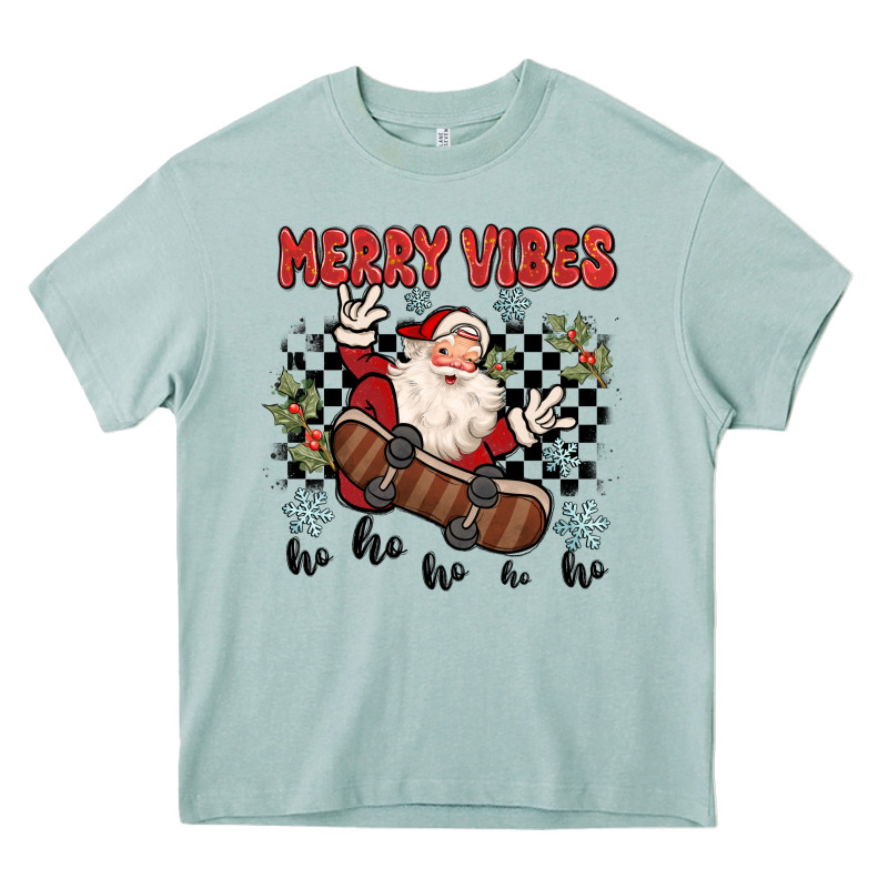 Merry Vibes Ho Ho Ho Heavy Core Tee by MaliasSmallBusiness | Teevron