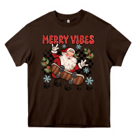 Chocolate Brown merry vibes ho ho ho Heavy Core Tee - MaliasSmallBusiness