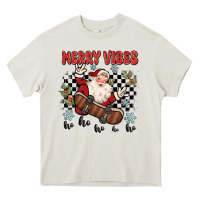 Cream merry vibes ho ho ho Heavy Core Tee - MaliasSmallBusiness