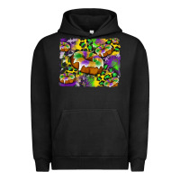 Pigment Black mardi gras cake glitterleopard and cowhide background Urban Hoodie - Artiststas