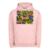 Pigment Salmon mardi gras cake glitterleopard and cowhide background Urban Hoodie - Artiststas