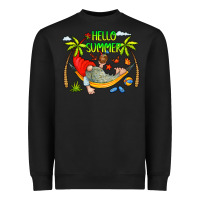 Black Hello Summer Heavyweight Sweatshirt - CowCowDesign