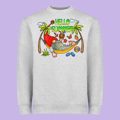 Hello Summer Heavyweight Sweatshirt Designed By Cowcowdesign