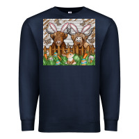 Navy easter cow Premium Sweatshirt - CowhideDigitalArt
