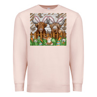 Pale Pink easter cow Premium Sweatshirt - CowhideDigitalArt