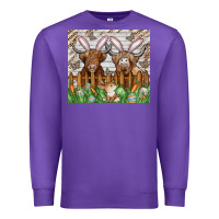 Purple easter cow Premium Sweatshirt - CowhideDigitalArt