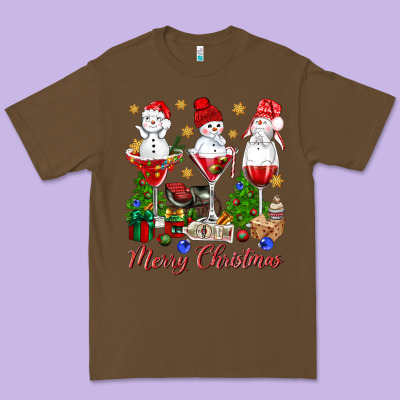 Merry Christmas Wine And Cocktails Premium Tee Designed By Nancycooperartshop
