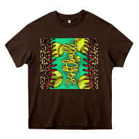 Chocolate Brown softball leopard Heavy Core Tee - NancyCooperArtShop