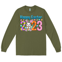 Army Green Happy Easter 2023 Easter Day Long Sleeve Tee - HowdyJamesFarm