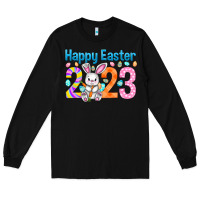 Black Happy Easter 2023 Easter Day Long Sleeve Tee - HowdyJamesFarm