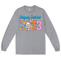Heather Grey Happy Easter 2023 Easter Day Long Sleeve Tee - HowdyJamesFarm