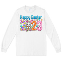 White Happy Easter 2023 Easter Day Long Sleeve Tee - HowdyJamesFarm