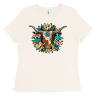 Bone texas longhorn sunflower background Ladies Tee - RanaPortraitStore