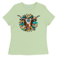 Matcha texas longhorn sunflower background Ladies Tee - RanaPortraitStore