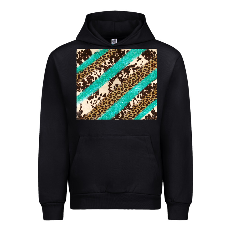 Turquoise Glitter Leopard And Cowhide Urban Hoodie by Artiststas | Teevron