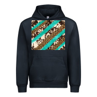 Navy turquoise glitter leopard and cowhide Urban Hoodie - Artiststas