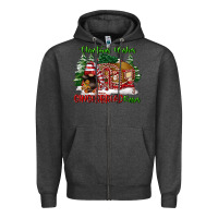 Charcoal Heather christmas wishes gingerbread kisses Zipper Hoodie - FaDigitalArtStudio