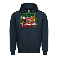 Navy christmas wishes gingerbread kisses Zipper Hoodie - FaDigitalArtStudio