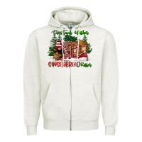 Oatmeal Heather christmas wishes gingerbread kisses Zipper Hoodie - FaDigitalArtStudio