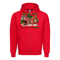 Red christmas wishes gingerbread kisses Zipper Hoodie - FaDigitalArtStudio