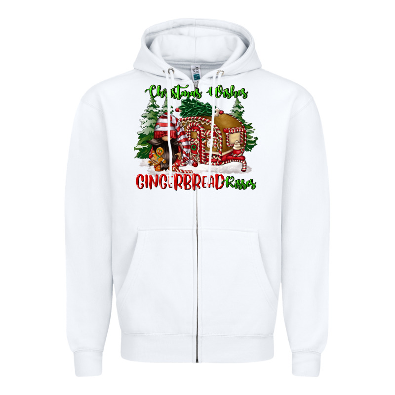 Christmas Wishes Gingerbread Kisses Zipper Hoodie by FaDigitalArtStudio | Teevron