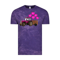 Cloud Purple valentines day pink tractor with pink heart balloo Vintage Tee - RanaPortraitStore