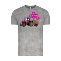 Cloud Rock valentines day pink tractor with pink heart balloo Vintage Tee - RanaPortraitStore