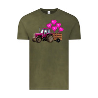 Vintage Olive valentines day pink tractor with pink heart balloo Vintage Tee - RanaPortraitStore
