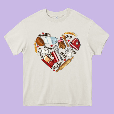 Bake Tools Hearts Heavy Core Tee Designed By Nancycooperartshop
