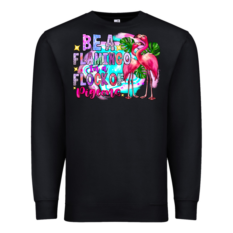 Bea Flamingo In A Flock Of Pigeons Premium Sweatshirt by CowhideDigitalArt | Teevron