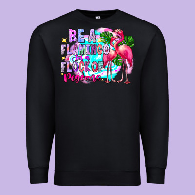 Bea Flamingo In A Flock Of Pigeons Premium Sweatshirt Designed By Cowhidedigitalart