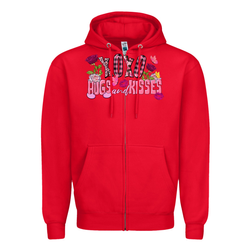 Xoxo Hugs And Kisses Valentine's Day Zipper Hoodie by FaDigitalArtStudio | Teevron
