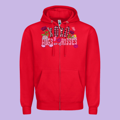 Xoxo Hugs And Kisses Valentine's Day Zipper Hoodie Designed By Fadigitalartstudio