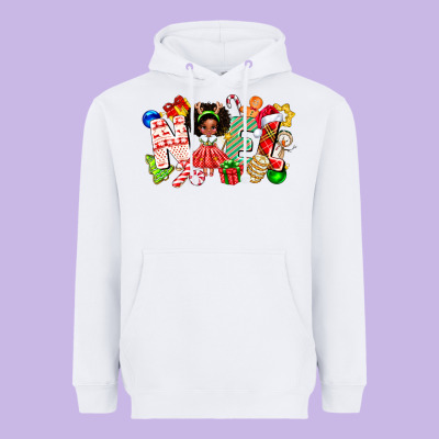 Noel Afro Girl Baby Heavyweight Hoodie Designed By Cowhidedigitalart