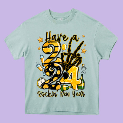 Have Rockin' New Year 2024 Heavy Core Tee Designed By Maliassmallbusiness