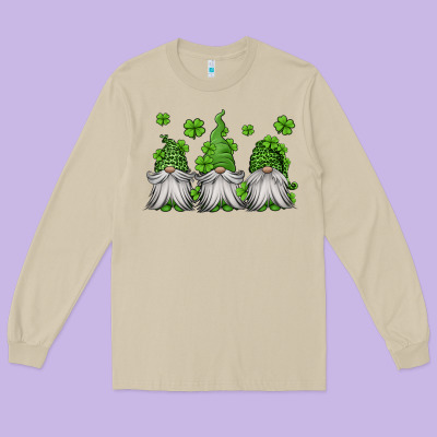 St Patricks Gnomes Long Sleeve Tee Designed By Jasminsmagicworld