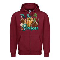 Burgundy tis the season Zipper Hoodie - BundleAndBundleShop