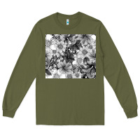 Army Green black and white floral Long Sleeve Tee - TumblerDesignByShophia