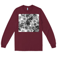 Burgundy black and white floral Long Sleeve Tee - TumblerDesignByShophia