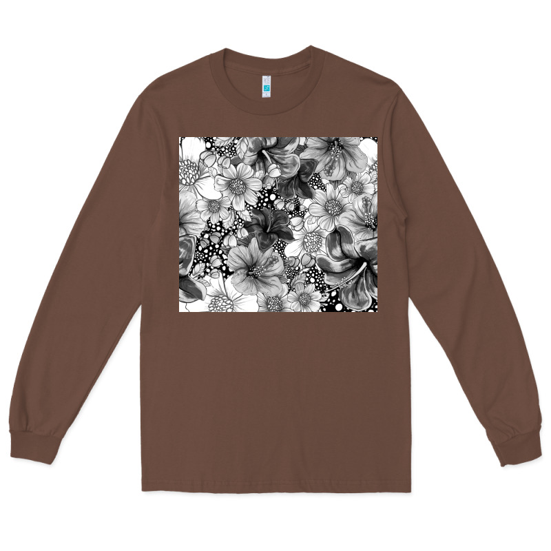 Black And White Floral Long Sleeve Tee by TumblerDesignByShophia | Teevron