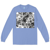Colony Blue black and white floral Long Sleeve Tee - TumblerDesignByShophia