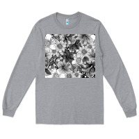 Heather Grey black and white floral Long Sleeve Tee - TumblerDesignByShophia